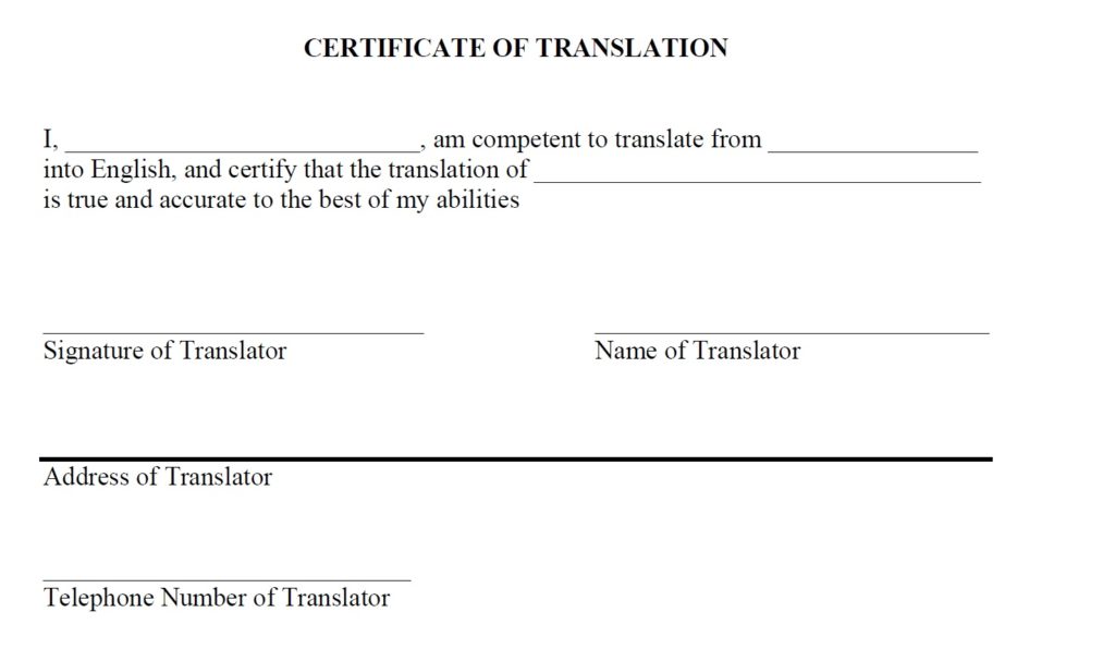 Certificado de traducción